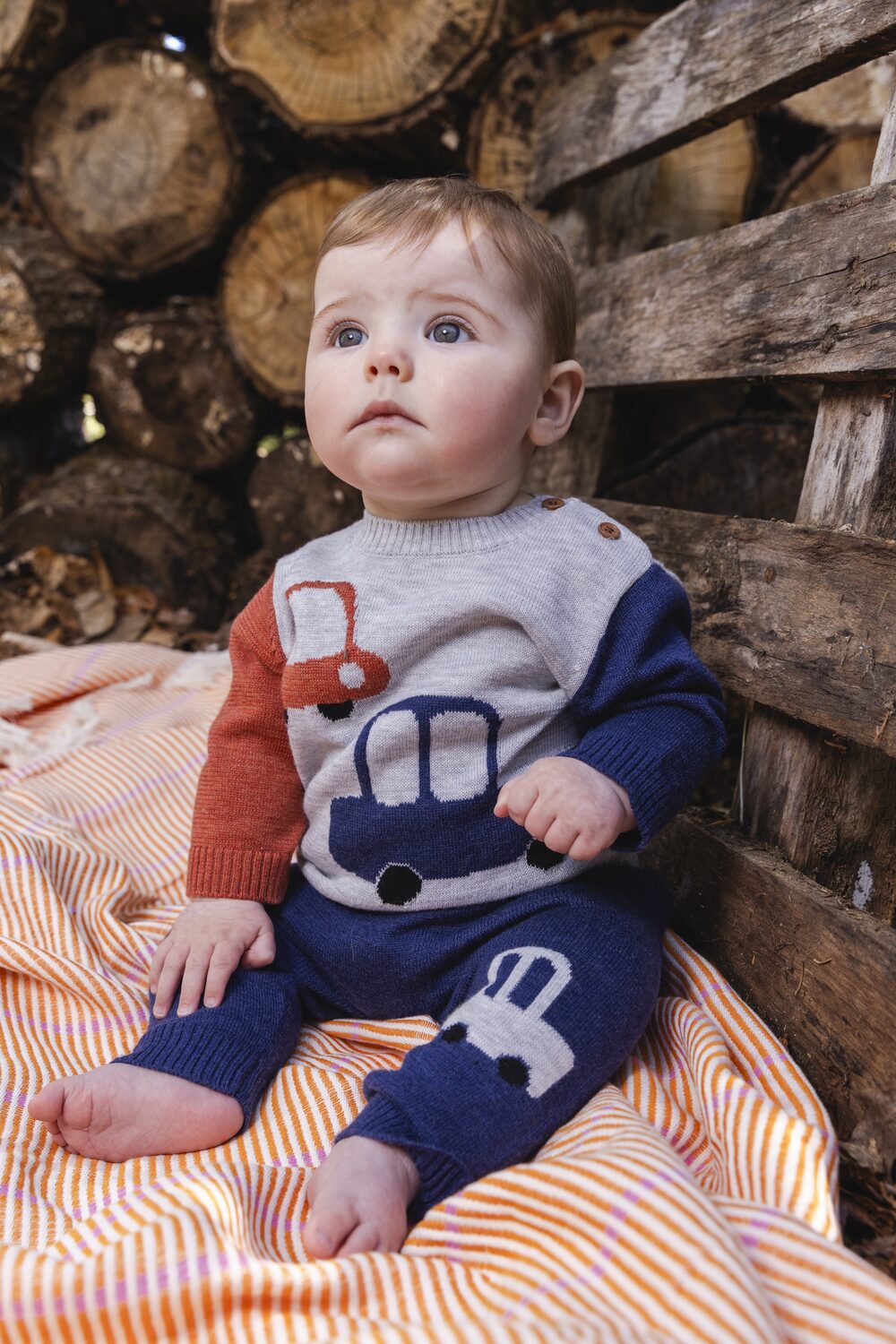 Baby in a Deux par Deux car-motif sweater
