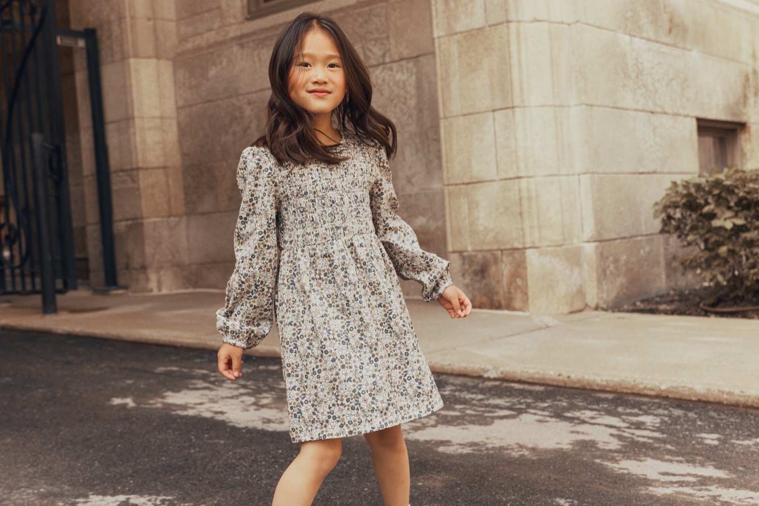 Girl in a Miles The Label ditsy floral long-sleeve dress